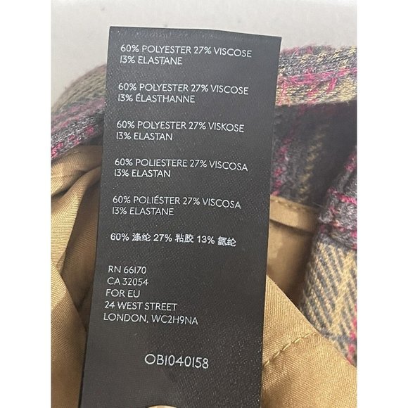 ANTHROPOLOGIE The Essential Trouser Gray Pink Beige Plaid Low Rise Size 0 - Picture 8 of 8